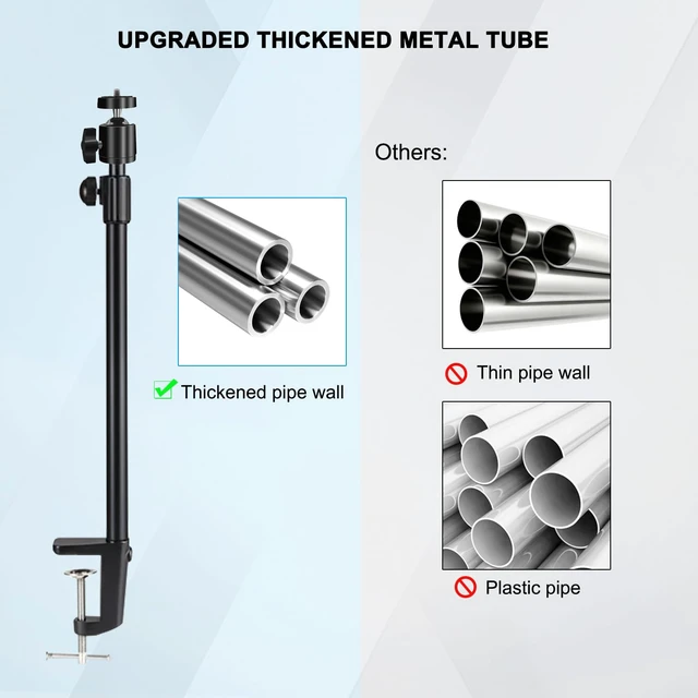 Alt view image 6 of 7 - Camera Desk Mount, Overhead Desk Camera Stand 19"- 32" Adjustable Desk Webcam Arm Light Stand for DSLR Camera, Ring Light, Live Streaming, Photo Video Shooting