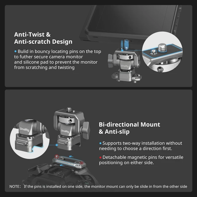 Alt view image 2 of 7 - HawkLock Quick Release Camera Monitor Mount with NATO Rail | Max payload 2.5 kg for camera field monitors. Swivel 360°, Tilt 160°