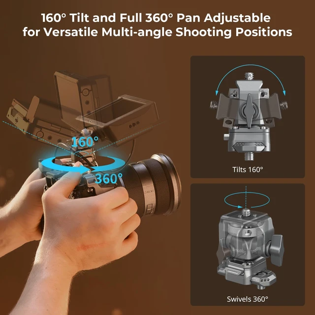 Alt view image 6 of 7 - HawkLock Quick Release Camera Monitor Mount with NATO Rail | Max payload 2.5 kg for camera field monitors. Swivel 360°, Tilt 160°