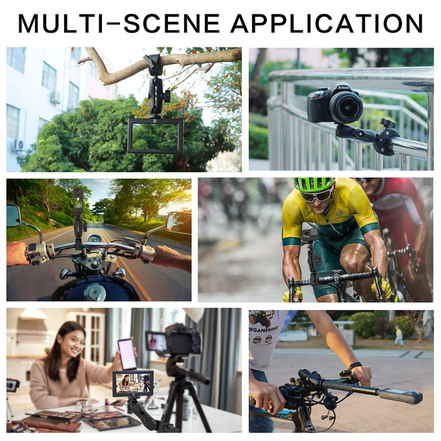 Alt view image 4 of 6 - Taisioner Super Camera Clamp Mount 3.6" Socket Arm 360°Ball Head Magic Arm 1/4" Thread for Canon Nikon/Digital Camera/DSLR/Gopro/Insta360/LED Light(Gopro Adapter,Phone Holder)