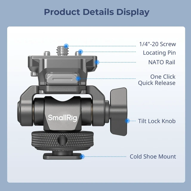Alt view image 2 of 7 - SmallRig HawkLock H21 Quick Release Monitor Mount with Cold Shoe Mount | Swivel and Tilt Adjustable Monitor Holder, with 1/4"- 20 Screw, Dual Anti-Twist Design, for Ninja V and V+ Monitors