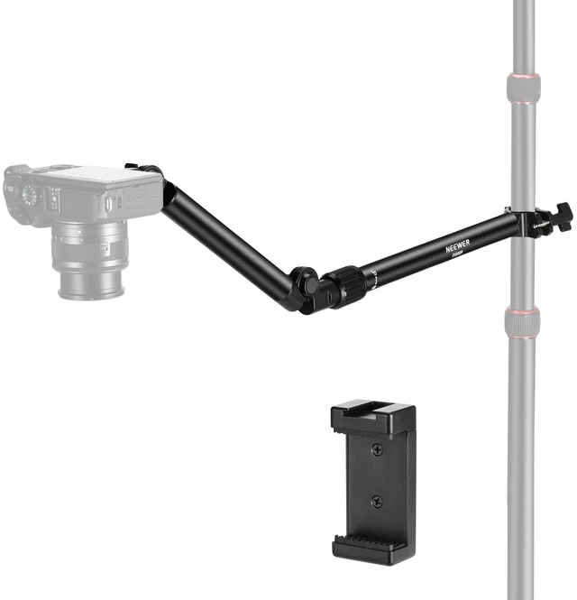 Main image of Overhead Camera Mount with Phone Clip | 22"/56cm Clamp on Flexible Holding Arm for Desk Stand, 180°& 360° Adjustable Fits 0.87"-1.1" Tubes