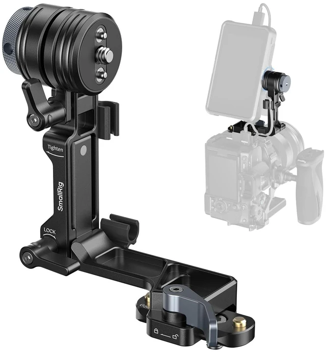 Main image of L-Shaped Monitor Support for Vertical Shooting with NATO Rails | Stepless Damping 360° Adjustment, Support 5 and 7 Field Monitor - 6315