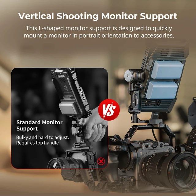Alt view image 2 of 7 - L-Shaped Monitor Support for Vertical Shooting with NATO Rails | Stepless Damping 360° Adjustment, Support 5 and 7 Field Monitor - 6315