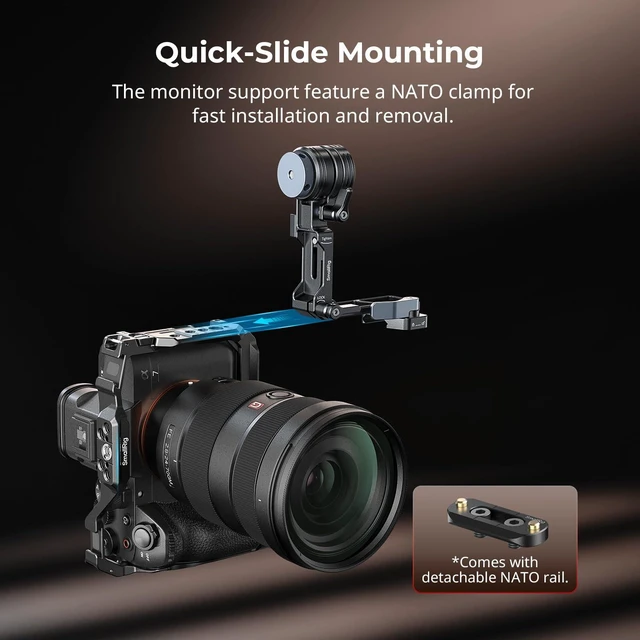 Alt view image 3 of 7 - L-Shaped Monitor Support for Vertical Shooting with NATO Rails | Stepless Damping 360° Adjustment, Support 5 and 7 Field Monitor - 6315