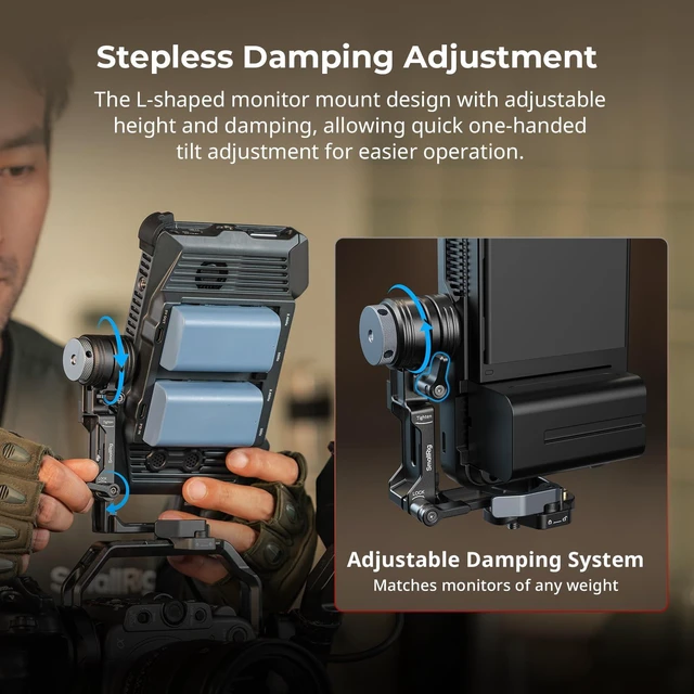 Alt view image 4 of 7 - L-Shaped Monitor Support for Vertical Shooting with NATO Rails | Stepless Damping 360° Adjustment, Support 5 and 7 Field Monitor - 6315