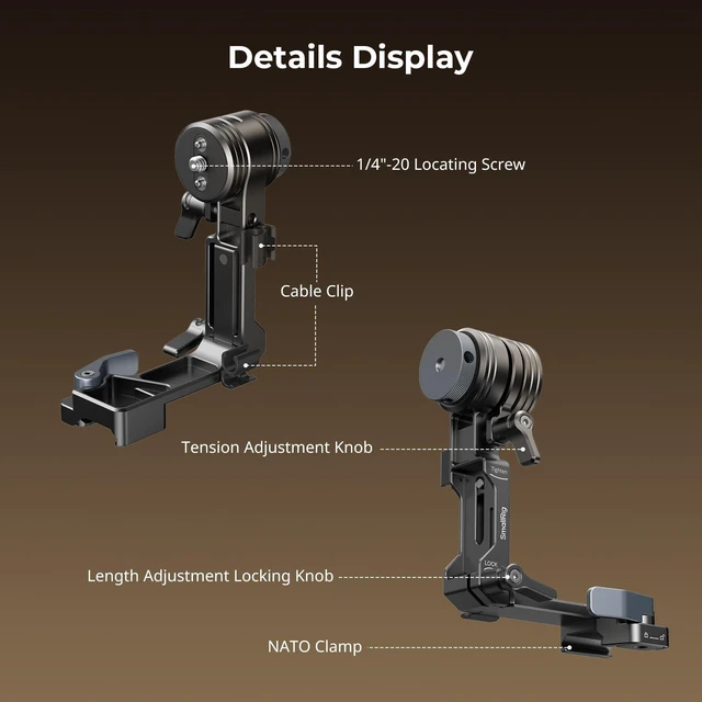 Alt view image 7 of 7 - L-Shaped Monitor Support for Vertical Shooting with NATO Rails | Stepless Damping 360° Adjustment, Support 5 and 7 Field Monitor - 6315