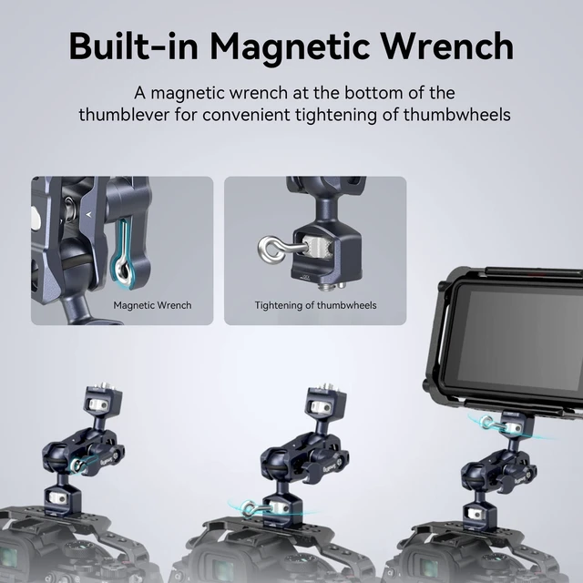 Alt view image 5 of 7 - Articulating Magic Arm, 3/8"-16 Screw for ARRI & 1/4"-20 Screw | With retractable pins. 360° rotation, 12 lb load for monitors, cameras, lights.