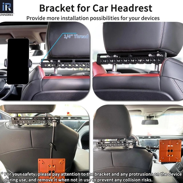 Alt view image 2 of 7 - TB2403 Car Headrest Mount Camera Monitor Bracket 1/4" Screw Shooting Extension Bracket for Installing Camera Cage, Car Headrest ARRI Camera Accessories Inside Vehicle