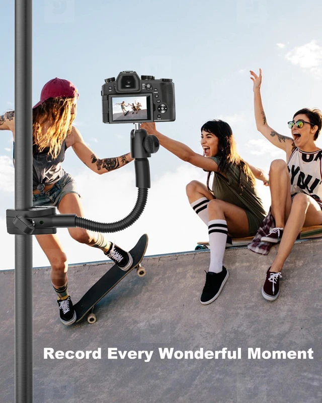 Alt view image 3 of 7 - Gooseneck Clamp Camera Mount, Flexible Gopro Clamp Mount Kit | with 1/4 3/8" 5/8" Screw, for Handlebar, Desk, Tube, Cross Bar, for GoPro Hero 13, Insta 360, Action Camera, Logitech Webcam