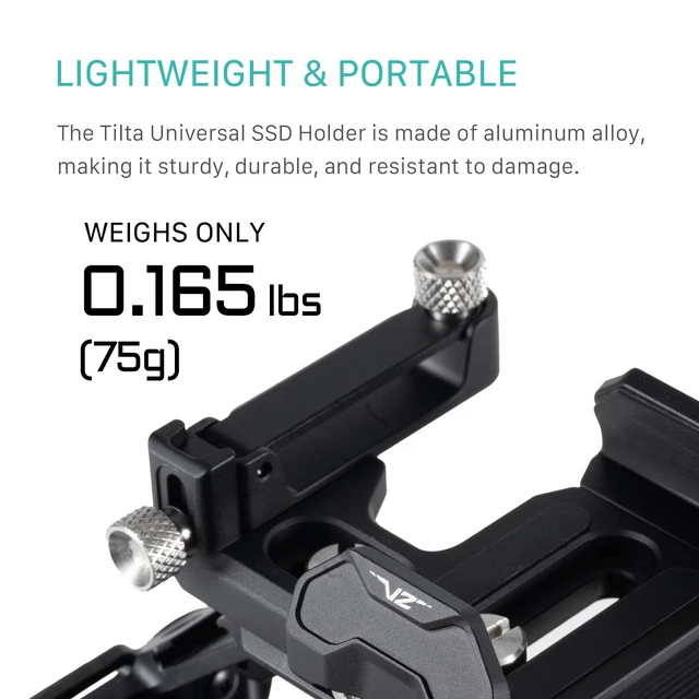 Alt view image 6 of 6 - Tilta Universal SSD Drive Holder V2 - Black | Compatible with Most Camera Cages via 1/4"-20 Threads | Extendable Cable Clamp | Rubber Protection | Lightweight, Durable, & Portable