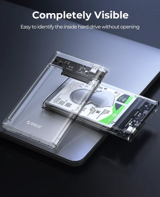 Alt view image 3 of 7 - 2.5'' Hard Drive Enclosure Type-C USB 3.1 Gen2 to SATA 6Gbps Computer External HDD Enclosure for 7 9.5mm HDD SSD Support UASP Compatible with MacOS Windows -2139C3-G2