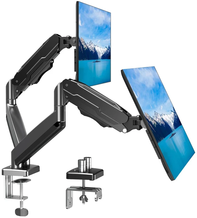 Main image of MOUNT PRO Dual Monitor Mount Fits 13 to 32 Inch Screen, Height Adjustable Monitor Stand for 2 Monitors, Full Motion Display Arm Holds up to 19.8lbs Each, Computer Desk VESA Mount, Black