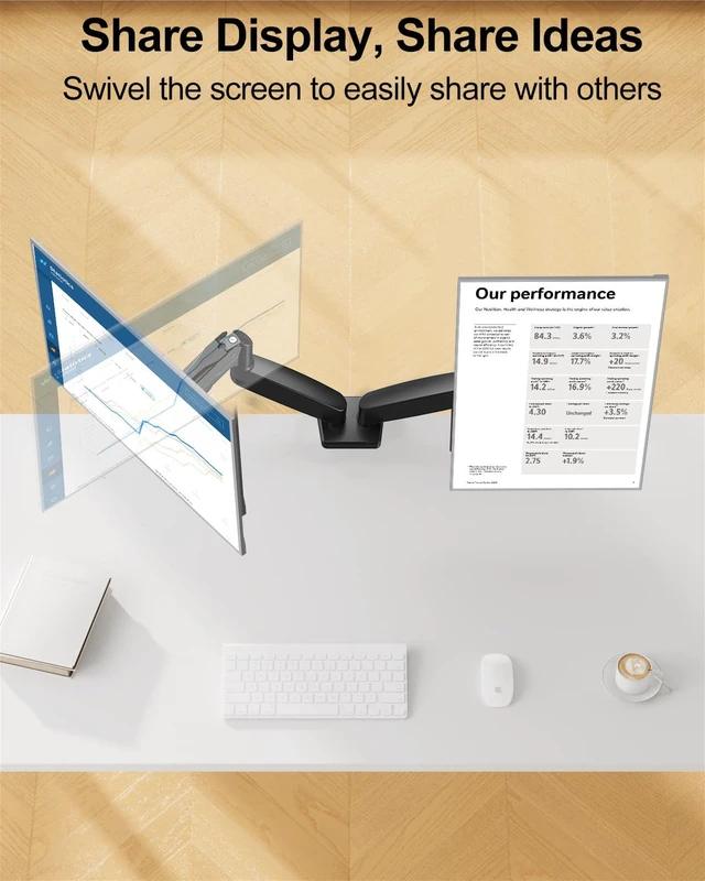 Alt view image 5 of 7 - MOUNT PRO Dual Monitor Mount Fits 13 to 32 Inch Screen, Height Adjustable Monitor Stand for 2 Monitors, Full Motion Display Arm Holds up to 19.8lbs Each, Computer Desk VESA Mount, Black