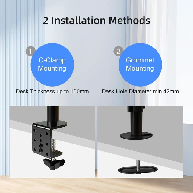 Alt view image 6 of 7 - Suptek Single Monitor Arm Desk Mount Fully Adjustable Monitor Stand for 1 / One Screen up to 32 inch Extra Tall 31.5 inch Pole,Black (MD6821)