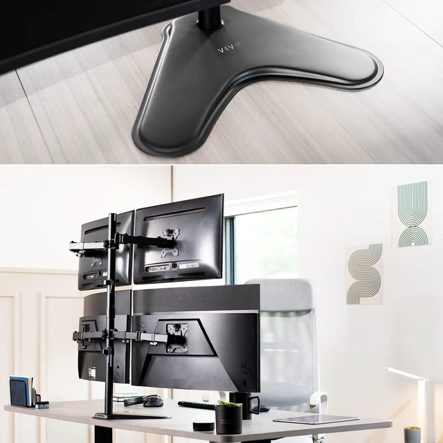 Alt view image 4 of 7 - VIVO Quad 13 to 30 inch Monitor Free-Standing Mount, Fully Adjustable Desk Stand, Holds 4 Flat or Curved Display Screens, STAND-V004F