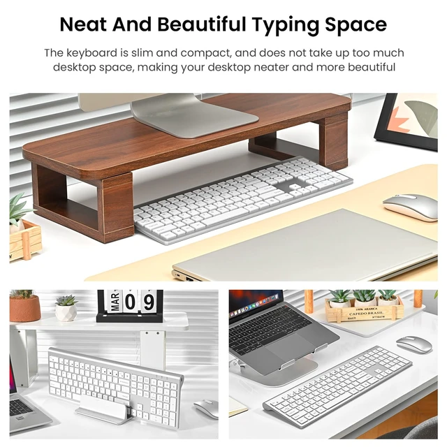 Alt view image 7 of 7 - Rechargeable Full Size Wireless Keyboard and Mouse Combo - Silver | Full size quiet scissor-switch keyboard with number pad, right handed mouse, connect via single included USB-A Nano Receiver