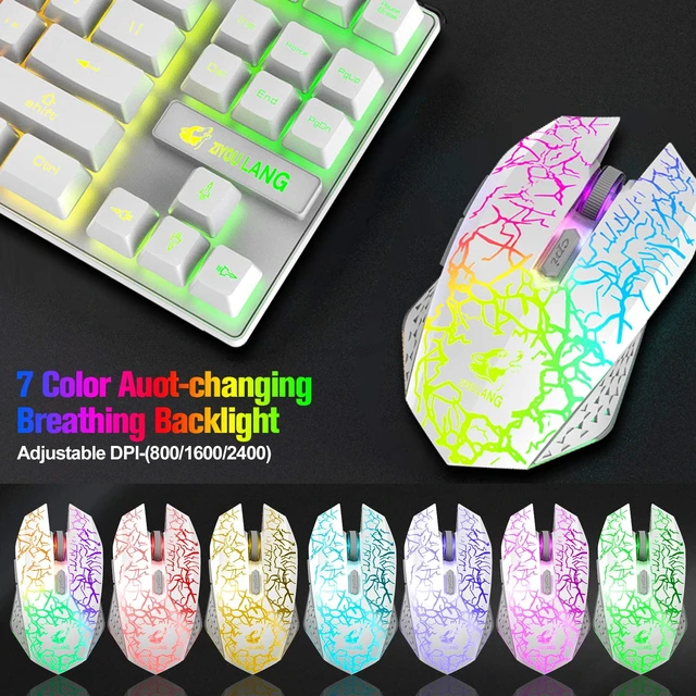 Alt view image 5 of 7 - Wireless RGB Backlit Gaming Keyboard Mouse Combo,Rechargeable 3800mAh Battery, 87-Key Mechanical Feel Keyboard, Quiet Mouse and Mouse Pad for Gamers and Office Typists(White)