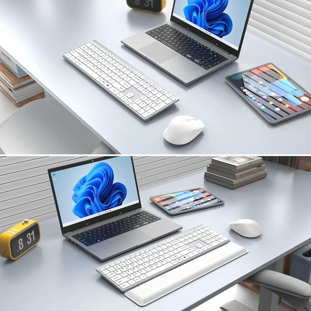 Alt view image 7 of 7 - Wireless Keyboard and Mouse Combo, Full Size Silent Ultra Thin Keyboard with Magnetic Wrist Rest, Optical Mouse, 2.4G Lag-Free Cordless Mice Keyboard Set for Computer, Mac, Laptop, PC, Windows