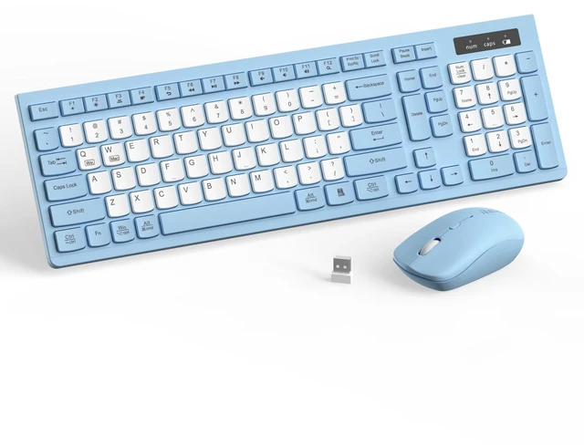 Main image of Wireless Keyboard and Mouse Combo Silent for Office and Home(Sky Blue-B) | 2.4G Full Size Silent Cordless Keyboard with Tilt Legs,3-Level DPI Quiet Mouse,for Windows/Mac OS/Desktop/Laptop/PC