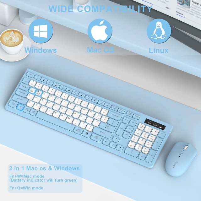Alt view image 7 of 7 - Wireless Keyboard and Mouse Combo Silent for Office and Home(Sky Blue-B) | 2.4G Full Size Silent Cordless Keyboard with Tilt Legs,3-Level DPI Quiet Mouse,for Windows/Mac OS/Desktop/Laptop/PC
