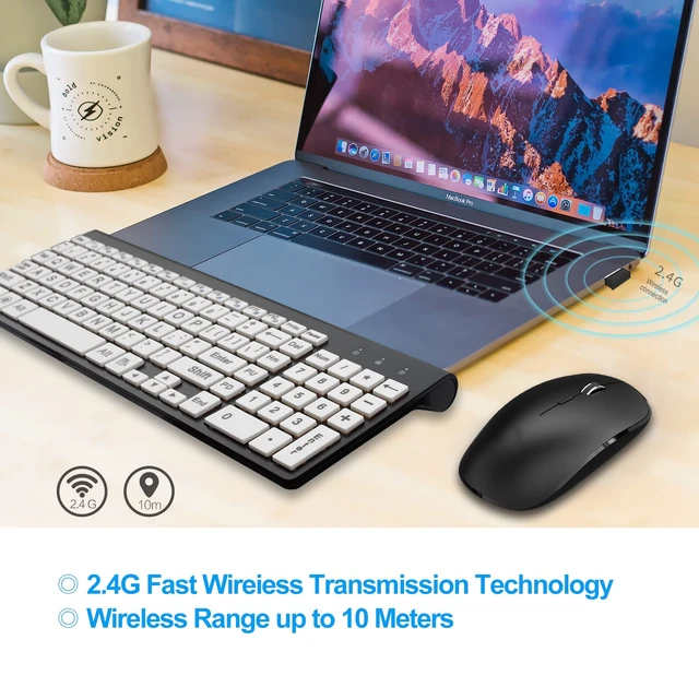 Alt view image 6 of 7 - Wireless Large Print Keyboard and Mouse Set with USB Receiver| Quiet Scissor Switch | for Seniors and Visually Impaired Low Vision Individuals-White