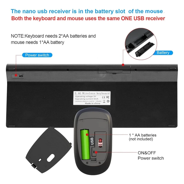 Alt view image 7 of 7 - Wireless Large Print Keyboard and Mouse Set with USB Receiver| Quiet Scissor Switch | for Seniors and Visually Impaired Low Vision Individuals-White