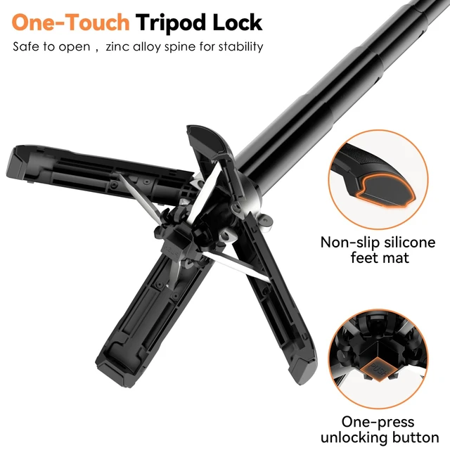 Alt view image 7 of 7 - Upgraded Magnetic Mini Selfie Stick Tripod with 2 Fill Lights, 4-in-1 Pocket Size Phone Tripod with 360° Rotation, Rechargeable Bluetooth Remote, Foldable Grip for iPhone Vlog Photo Video