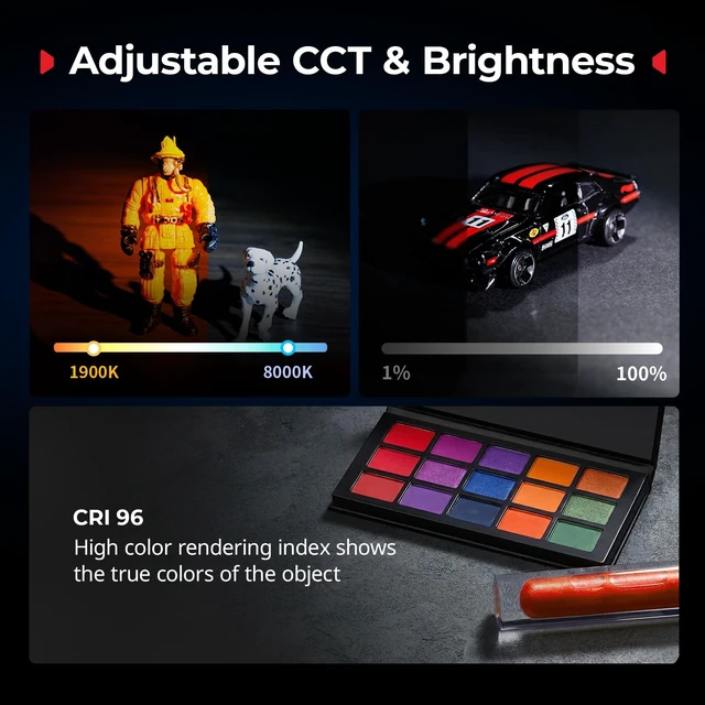 Alt view image 2 of 7 - RF 05B Portable LED Photography Flashlight, Zoomable Video Light | 1900K-8000K, 5W-8W 2600mAh, Gobos Film Slides Filters Barn Door Spotlight Snoot Diffuser for Content Creators, IP65 - 6137