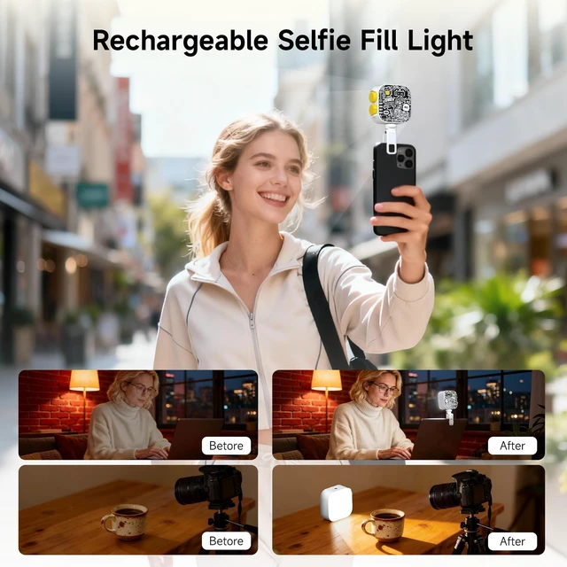Alt view image 4 of 7 - Tofu Light, Magnetic RGB Video Camera Light, Photography Lighting | w Clip & Mini Tripod & Cold Shoe Mount, Mini Panel/Portable/CRI 96+/2500-9900K/21 Scenes, for Selfie Video Conference Vlog