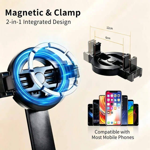 Alt view image 2 of 7 - Universal Magnetic Tripod Selfie Stick with Fill Light for iPhone & Android | Aluminum Alloy Magnetic & Clip-On Selfie Stick with Dual Fill Lights and Bluetooth Remote,1/4" Screw Compatible with GoPro