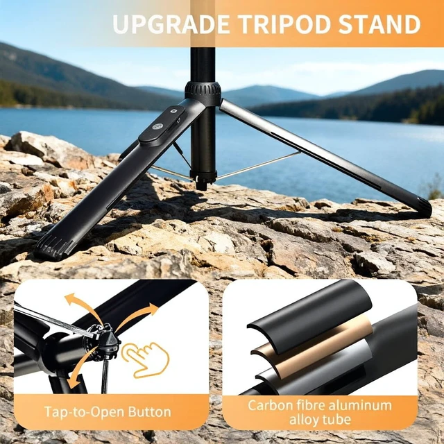 Alt view image 5 of 7 - Universal Magnetic Tripod Selfie Stick with Fill Light for iPhone & Android | Aluminum Alloy Magnetic & Clip-On Selfie Stick with Dual Fill Lights and Bluetooth Remote,1/4" Screw Compatible with GoPro