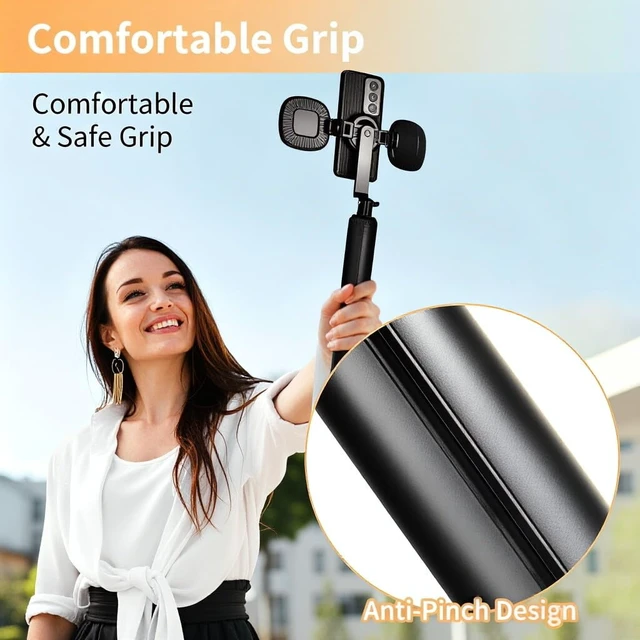 Alt view image 7 of 7 - Universal Magnetic Tripod Selfie Stick with Fill Light for iPhone & Android | Aluminum Alloy Magnetic & Clip-On Selfie Stick with Dual Fill Lights and Bluetooth Remote,1/4" Screw Compatible with GoPro