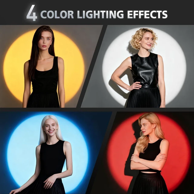 Alt view image 2 of 7 - RGB Photography Flashlight, 4 Colors/20 Filters/10W RGB Flashlight | Portable LED Video Aluminum Sunset Light for Photo, Studio Lighting, USB