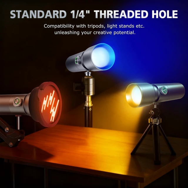 Alt view image 6 of 7 - RGB Photography Flashlight, 4 Colors/20 Filters/10W RGB Flashlight | Portable LED Video Aluminum Sunset Light for Photo, Studio Lighting, USB