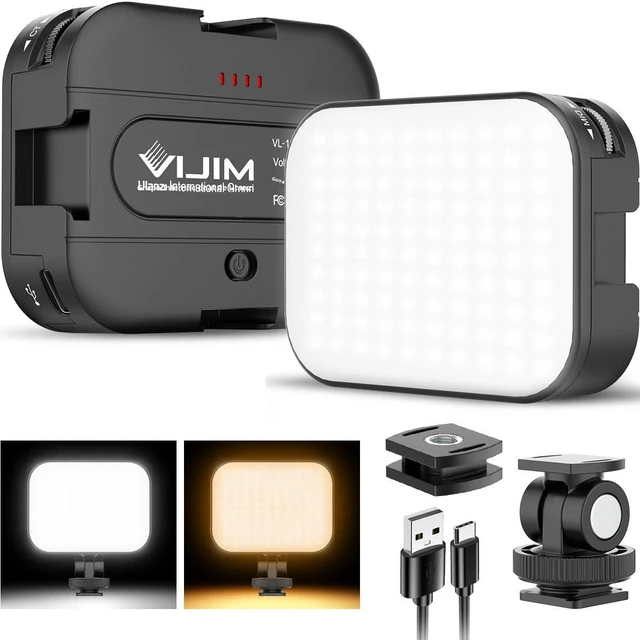 Main image of Bi-Color LED Video Light on Camera Adjustable Angle Dimmable | 2500-6500K CRI95+, Rechargeable Type-c, Build-in 2000mAh , with 4 Cold Shoes, Mini Hot Shoe Swivel Mount for Tripod Mic Vlog