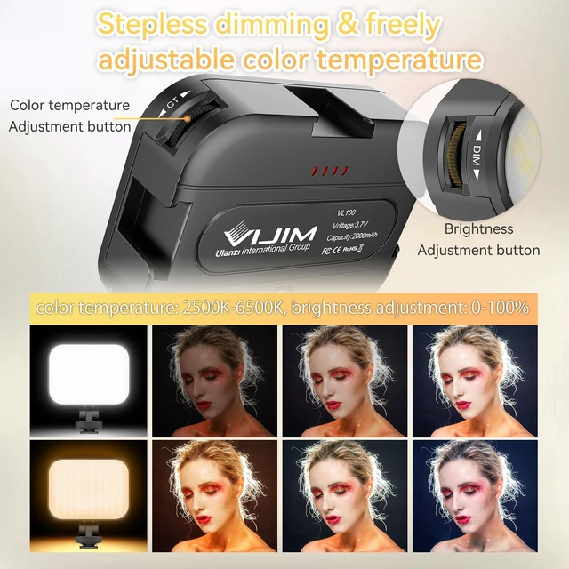 Alt view image 2 of 7 - Bi-Color LED Video Light on Camera Adjustable Angle Dimmable | 2500-6500K CRI95+, Rechargeable Type-c, Build-in 2000mAh , with 4 Cold Shoes, Mini Hot Shoe Swivel Mount for Tripod Mic Vlog