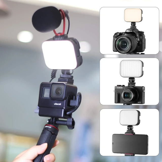 Alt view image 6 of 7 - Bi-Color LED Video Light on Camera Adjustable Angle Dimmable | 2500-6500K CRI95+, Rechargeable Type-c, Build-in 2000mAh , with 4 Cold Shoes, Mini Hot Shoe Swivel Mount for Tripod Mic Vlog
