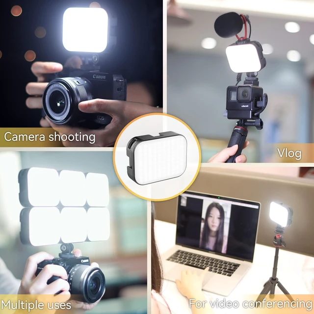 Alt view image 7 of 7 - Bi-Color LED Video Light on Camera Adjustable Angle Dimmable | 2500-6500K CRI95+, Rechargeable Type-c, Build-in 2000mAh , with 4 Cold Shoes, Mini Hot Shoe Swivel Mount for Tripod Mic Vlog