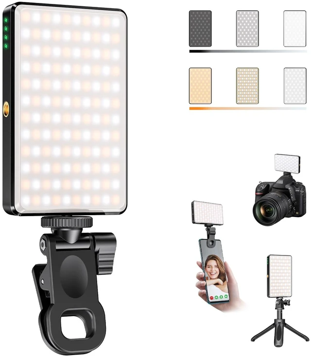 Main image of 120 LED Video Light, Portable USB Photo Light Dimmable 2500-9000K CRI 95+ 5000mAh Battery with Tripod with Colored Filters and Clip, Photo Lamp for Phone/iPad/Camera