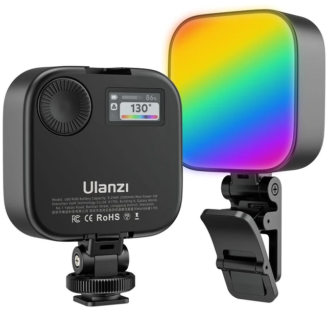 Main image of U60 RGB Clip on Video Light, CRI95 2500-9000K Dimmable w Cold Shoe | 2500mAh Rechargeable, LED Panel Photography Lighting, for Zoom Meetings, Laptop, Video Calls, Camera Vlog Live Shooting
