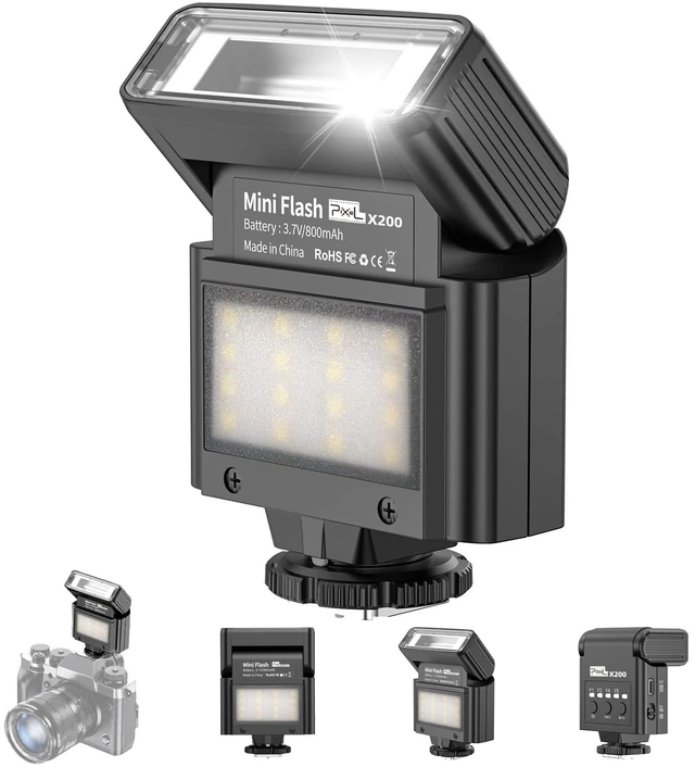 Main image of Mini Camera Flash Speedlite, GN10 6000K On-Camera Flash with Video Light, 4 Power Levels, Universal Single Contact Hot Shoe Mount, Compatible with Sony Canon Nikon Fuji Panasonic Pentax Olympus