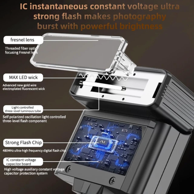 Alt view image 7 of 7 - Mini Camera Flash Speedlite, GN10 6000K On-Camera Flash with Video Light, 4 Power Levels, Universal Single Contact Hot Shoe Mount, Compatible with Sony Canon Nikon Fuji Panasonic Pentax Olympus