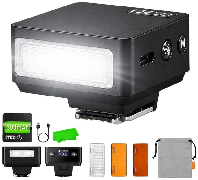 Main image of iT20 S IT20S TTL Mini Camera Flash for Sony ZV-E10 a7IV a7CII a6700 | ZV1 A7III A7R V A7SIII ZV1 A7CR ZVE10 II a6600 a6300 etc, TTL/Manual Modes with Spreader and Color Filter