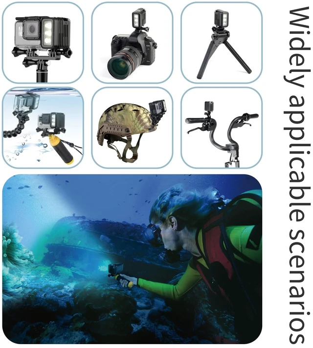 Alt view image 4 of 7 - 450LM Waterproof Dive Light for GoPro Hero 13 12 11 10 9 Black | 164ft Underwater Light for GoPro, 3 Modes, High/Low Brightness, Strobe, 2 Rechargeable Batteries Included, Aluminum Body