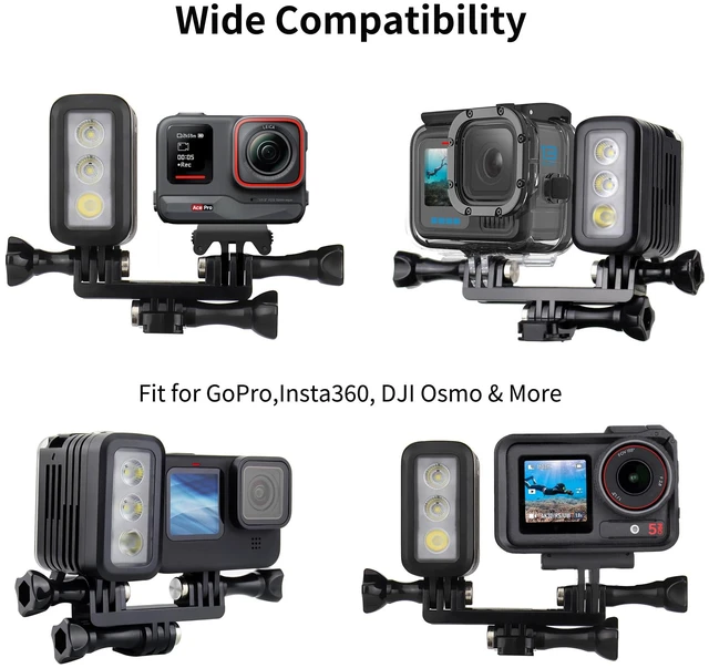 Alt view image 3 of 7 - 450LM Waterproof Dive Light for GoPro Hero 13 12 11 10 9 Black | 164ft Underwater Light for GoPro, 3 Modes, High/Low Brightness, Strobe, 2 Rechargeable Batteries Included, Aluminum Body