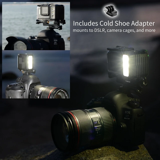 Alt view image 6 of 7 - 450LM Waterproof Dive Light for GoPro Hero 13 12 11 10 9 Black | 164ft Underwater Light for GoPro, 3 Modes, High/Low Brightness, Strobe, 2 Rechargeable Batteries Included, Aluminum Body