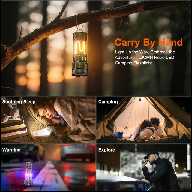 Alt view image 6 of 7 - Camping Flashlight 11 Light Modes, 99000 Lux Super Bright Flashlight Rechargeable with IPX7 Waterproof & 60H Long Life Battery & Camping Lantern Tripod, Flash Light for Outdoor Camping, Home