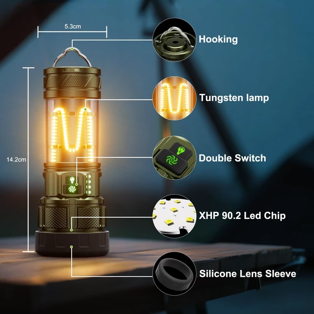Alt view image 7 of 7 - Camping Flashlight 11 Light Modes, 99000 Lux Super Bright Flashlight Rechargeable with IPX7 Waterproof & 60H Long Life Battery & Camping Lantern Tripod, Flash Light for Outdoor Camping, Home