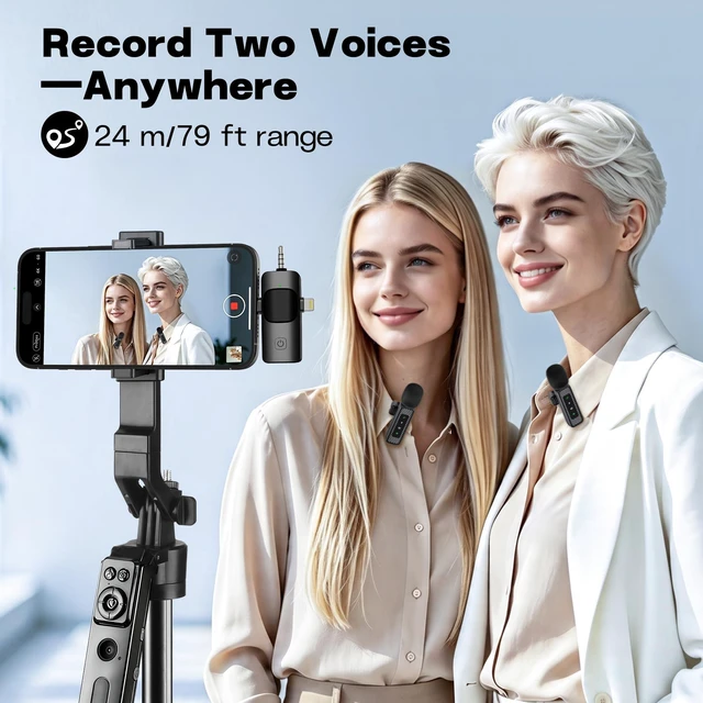 Alt view image 4 of 7 - Kit with 2 Mics and 10" Ring Light, 71 Tracking Tripod for iPhone | Phone Camera Tripod Stand with Remote for TikTok, Content Creator Essentials for YouTube Starter